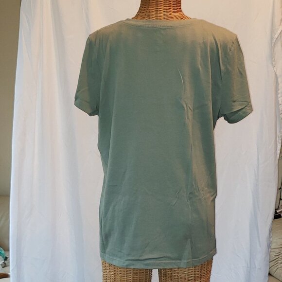 Ladies STARS & STRIPES Short Sleeve Tee Shirt in Sage Green - L - Picture 3 of 4